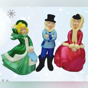 Vintage Atlantic Mold Carolers Set of 3 Ceramic Hand Painted Christmas C…